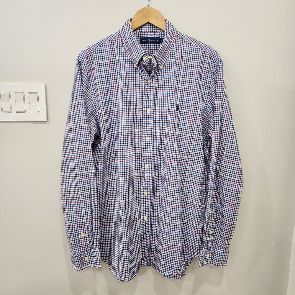 Ralph Lauren Shirt Mens XL Multi Colours Checks Gingham Button Down Casual VTG